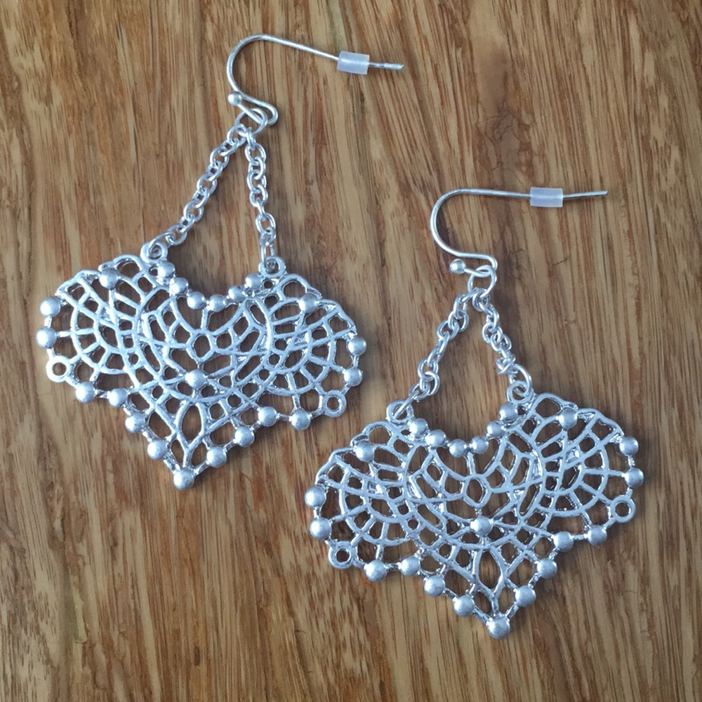 Silver chandelier fashion earrings NWT